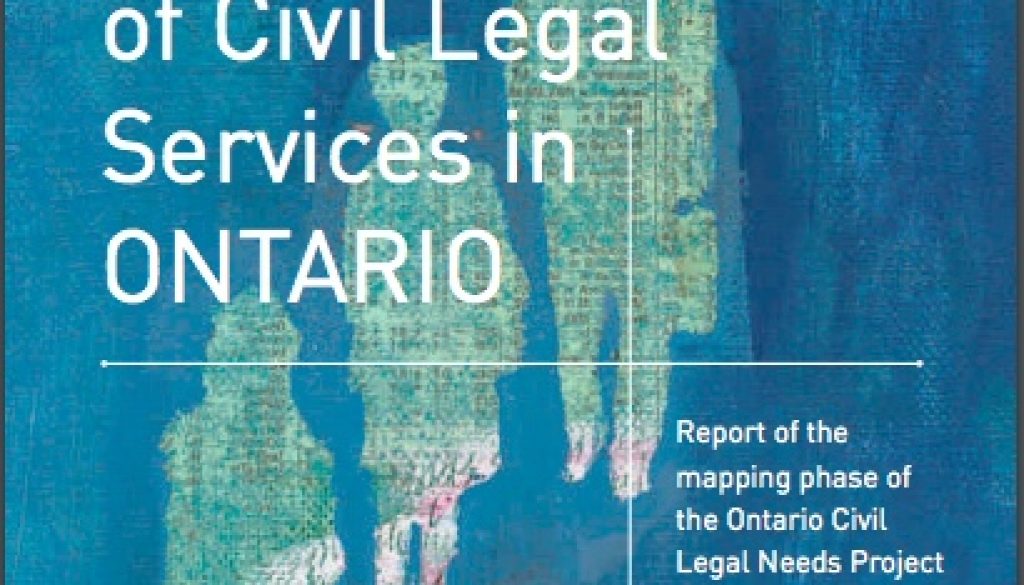 Picture of the cover of the report entitled "The Geography of Civil Legal Services in Ontario" (Copy Editor, 2011)
