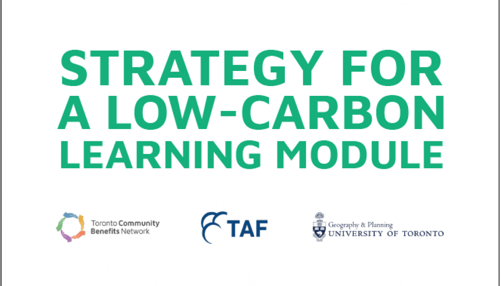 Report cover that says Strategy for a low-carbon learning module